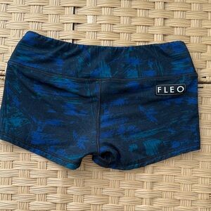 Fleo Women’s Blue and Black Workout Shorts medium